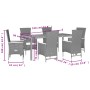 Set de comedor de jardín 7 pzas y cojines ratán sintético negro