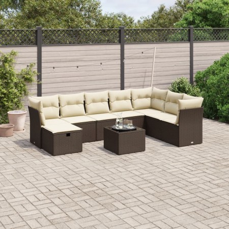 Set de sofás de jardín 9 pzas y cojines ratán sintético marrón by , Garden sets - Ref: Foro24-3263289, Price: 558,83 €, Disco...