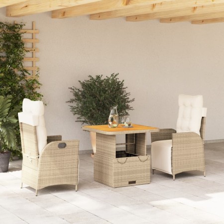 Set comedor de jardín 3 pzas con cojines ratán sintético beige von , Gartensets - Ref: Foro24-3277471, Preis: 373,36 €, Rabat...