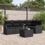 Conjunto de sofá de jardín con cojín 6 pcs Negro Poliratán