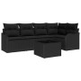 Conjunto de sofá de jardín con cojín 6 pcs Negro Poliratán