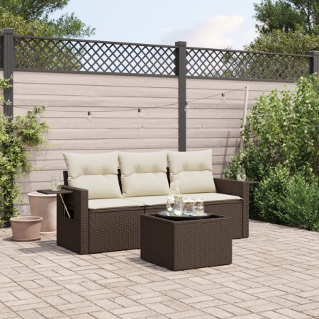 Set de sofás de jardín 4 pzas y cojines ratán sintético marrón by , Garden sets - Ref: Foro24-3252210, Price: 277,33 €, Disco...