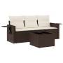 Set de sofás de jardín 4 pzas y cojines ratán sintético marrón by , Garden sets - Ref: Foro24-3252210, Price: 277,33 €, Disco...