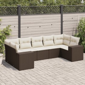 Juego de sofás de jardín 7 piezas con cojines ratán PE marrón by , Garden sets - Ref: Foro24-3255330, Price: 496,02 €, Discou...