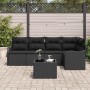 Conjunto de sofá de jardín con cojín 6 pcs Negro Poliratán