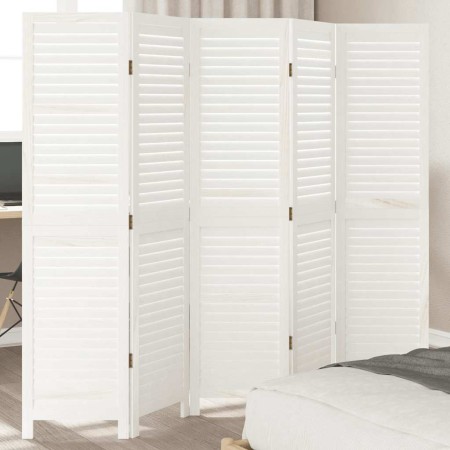 Biombo separador de 5 paneles madera maciza Paulownia blanco by , Room dividers - Ref: Foro24-358837, Price: 135,44 €, Discou...