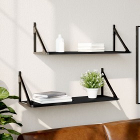 Estantes de pared 2 uds madera ingeniería negro 80x25x25,5 cm by , Shelves and shelves - Ref: Foro24-836338, Price: 45,00 €, ...
