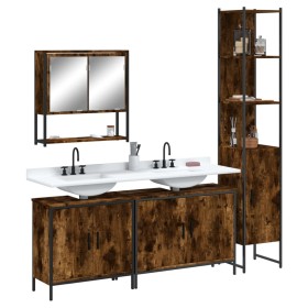 Set de muebles baño 4 pzas madera contrachapada roble ahumado by , Bathroom furniture - Ref: Foro24-3214692, Price: 248,99 €,...