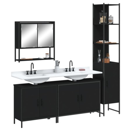 Juego de muebles de baño 4 pzas madera contrachapada negro by , Bathroom furniture - Ref: Foro24-3214690, Price: 242,50 €, Di...