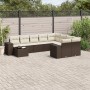 Set de sofás de jardín 10 pzas y cojines ratán sintético marrón by , Garden sets - Ref: Foro24-3223062, Price: 643,71 €, Disc...