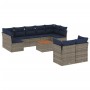 Set de sofás de jardín 10 pzas con cojines ratán sintético gris by , Garden sets - Ref: Foro24-3256145, Price: 728,81 €, Disc...