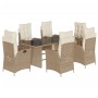 Set comedor de jardín 7 pzas con cojines ratán sintético beige de , Conjuntos de jardín - Ref: Foro24-3213358, Precio: 931,55...