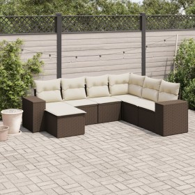Juego de sofás de jardín 7 piezas con cojines ratán PE marrón de , Conjuntos de jardín - Ref: Foro24-3222902, Precio: 469,49 ...