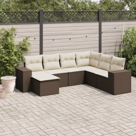 Juego de sofás de jardín 7 piezas con cojines ratán PE marrón by , Garden sets - Ref: Foro24-3222902, Price: 478,36 €, Discou...