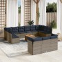 Set de sofás de jardín y cojines 14 pzas ratán sintético gris by , Garden sets - Ref: Foro24-3256257, Price: 1,00 €, Discount: %