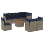 Set de sofás de jardín 9 pzas con cojines ratán sintético gris by , Garden sets - Ref: Foro24-3256075, Price: 684,99 €, Disco...