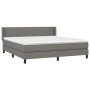 Cama box spring con colchón tela gris oscuro 160x200 cm