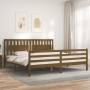 Honey brown solid wood bed frame and headboard 200x200 cm by vidaXL, Beds and slatted bases - Ref: Foro24-3194334, Price: 187...