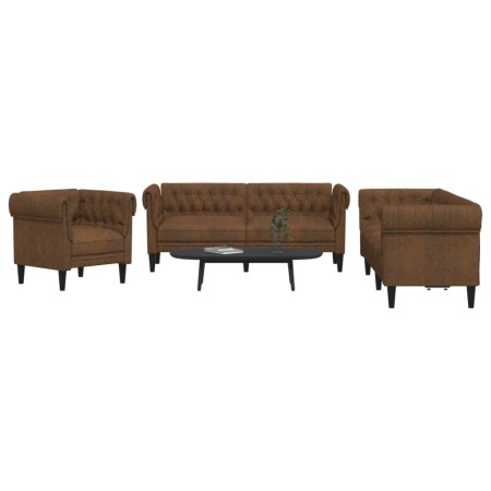 Juego de sofás 3 piezas tela marrón von , Sofas - Ref: Foro24-3209199, Preis: 908,02 €, Rabatt: %