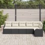 Conjunto de sofá de jardín con cojín 6 pcs Negro Poliratán