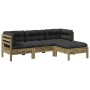 Juego de sofás jardín 4 pzas con cojines madera pino impregnada by , Garden sets - Ref: Foro24-3299383, Price: 369,59 €, Disc...