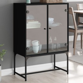 Armario auxiliar con puertas de vidrio negro 69x37x100 cm by , Sideboards - Ref: Foro24-836547, Price: 91,04 €, Discount: %