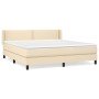 Cama box spring con colchón tela color crema 180x200 cm