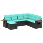 Set de sofás de jardín 7 pzas con cojines ratán sintético negro by , Garden sets - Ref: Foro24-3227044, Price: 550,61 €, Disc...