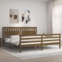 Honey brown solid wood bed frame and headboard 200x200 cm by vidaXL, Beds and slatted bases - Ref: Foro24-3194334, Price: 187...