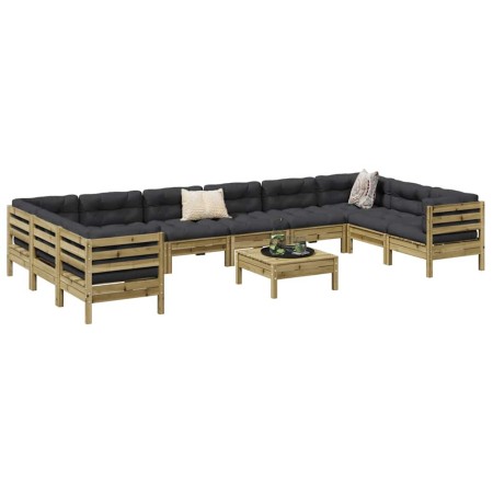 Set de sofás jardín 11 pzas con cojines madera pino impregnada von , Gartensets - Ref: Foro24-3299650, Preis: 1,00 €, Rabatt: %