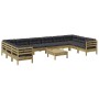 Set de sofás jardín 11 pzas con cojines madera pino impregnada von , Gartensets - Ref: Foro24-3299650, Preis: 1,00 €, Rabatt: %