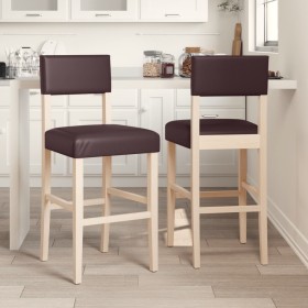 Taburetes altos 2 uds madera maciza de caucho y cuero sintético von , Küchenhocker - Ref: Foro24-4006197, Preis: 81,01 €, Rab...