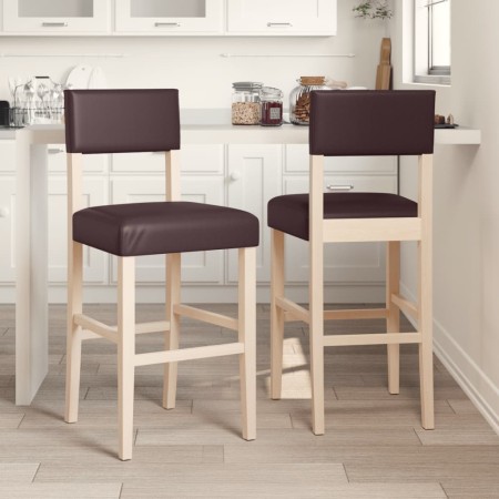 Taburetes altos 2 uds madera maciza de caucho y cuero sintético von , Küchenhocker - Ref: Foro24-4006197, Preis: 81,01 €, Rab...