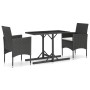 Set de comedor de jardín 3 pzas ratán PE vidrio templado negro by , Garden sets - Ref: Foro24-3095930, Price: 208,50 €, Disco...