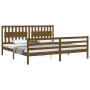 Honey brown solid wood bed frame and headboard 200x200 cm by vidaXL, Beds and slatted bases - Ref: Foro24-3194334, Price: 187...