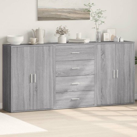 Aparadores 3 uds madera de ingeniería gris Sonoma 60x31x84 cm by , Sideboards - Ref: Foro24-3276579, Price: 245,61 €, Discoun...