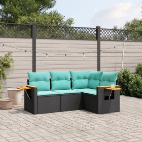Set de sofás de jardín 4 pzas con cojines ratán sintético negro de , Conjuntos de jardín - Ref: Foro24-3226771, Precio: 359,8...