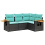 Set de sofás de jardín 4 pzas con cojines ratán sintético negro by , Garden sets - Ref: Foro24-3226771, Price: 367,43 €, Disc...