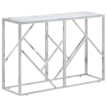Mesa consola acero inoxidable plateado y vidrio templado de , Mesas auxiliares - Ref: Foro24-349995, Precio: 174,24 €, Descue...