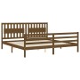 Honey brown solid wood bed frame and headboard 200x200 cm by vidaXL, Beds and slatted bases - Ref: Foro24-3194334, Price: 187...