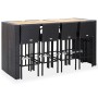 Mesa y sillas bar jardín 9 pzas ratán sintético y madera negro von , Gartensets - Ref: Foro24-49566, Preis: 679,31 €, Rabatt: %