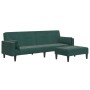 Sofá cama de 2 plazas con taburete terciopelo verde oscuro by , Sofas - Ref: Foro24-3258135, Price: 340,22 €, Discount: %