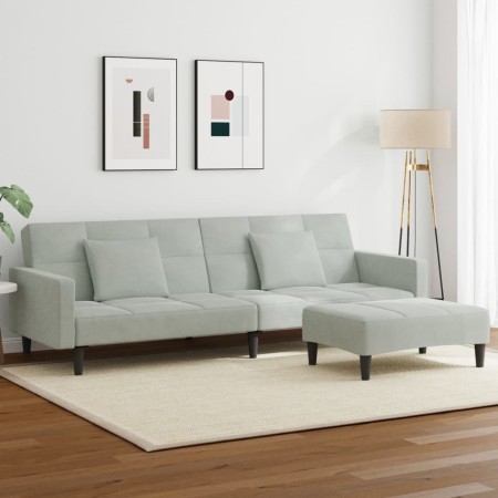 Sofá cama de 2 plazas con taburete terciopelo gris claro von , Sofas - Ref: Foro24-3258116, Preis: 341,27 €, Rabatt: %