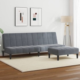 Sofá cama de 2 plazas con taburete terciopelo gris oscuro von , Sofas - Ref: Foro24-3258128, Preis: 302,20 €, Rabatt: %