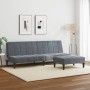 Sofá cama de 2 plazas con taburete terciopelo gris oscuro