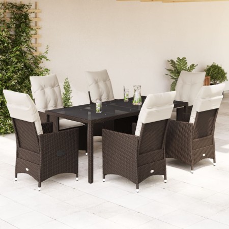 Set comedor de jardín 7 pzas con cojines ratán sintético marrón by , Garden sets - Ref: Foro24-3276773, Price: 828,25 €, Disc...