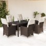 Set comedor de jardín 7 pzas con cojines ratán sintético marrón by , Garden sets - Ref: Foro24-3276773, Price: 828,25 €, Disc...