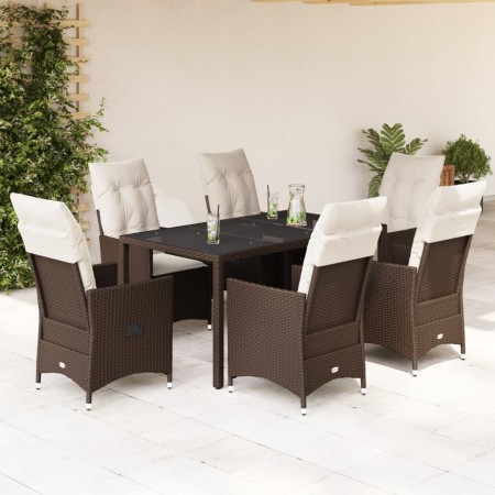 Set comedor de jardín 7 pzas con cojines ratán sintético marrón by , Garden sets - Ref: Foro24-3276771, Price: 809,48 €, Disc...