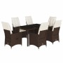 Set comedor de jardín 7 pzas con cojines ratán sintético marrón by , Garden sets - Ref: Foro24-3276771, Price: 809,48 €, Disc...