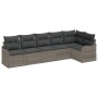 Conjunto de sofá de jardín con cojín 6 pcs Gris Poliratán